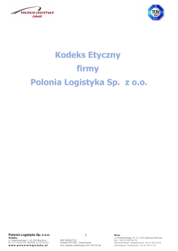 Kodeks Etyczny firmy Polonia Logistyka Sp. z o.o.