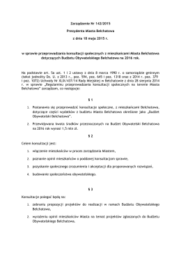 Zarządzenie Nr 142/2015 Prezydenta Miasta Bełchatowa z dnia 18