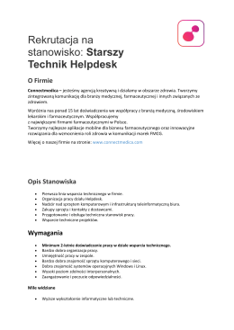 Rekrutacja na stanowisko: Starszy Technik Helpdesk