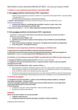 Stan działań na rzecz utworzenia SNW (01.07.2015