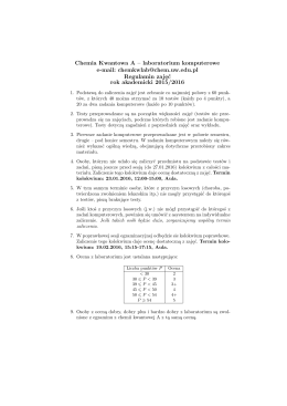 Regulamin i zasady zaliczania chemii kwantowej A