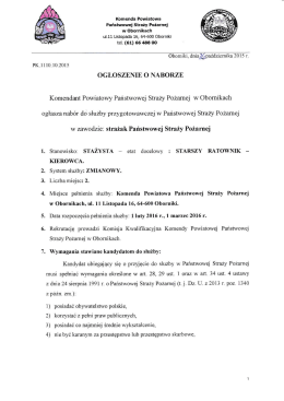 ogłoszenie o naborze - Komenda Powiatowa PSP w Obornikach