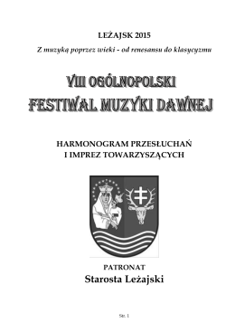Program VIII Ogólnopolskiego Festiwalu Muzyki Dawnej