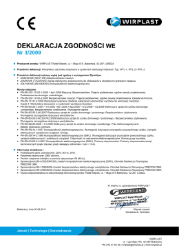 Plannja Deklaracja Zgodności WE Nr 3/2009