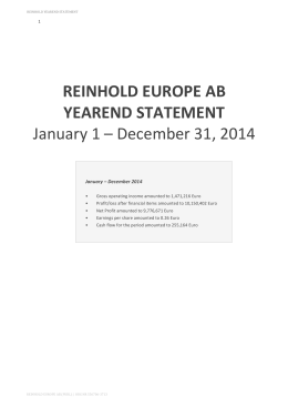 REINHOLD EUROPE AB YEAREND STATEMENT January 1