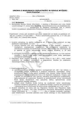 Wzór umowy - Warszawska Wyższa Szkoła Informatyki
