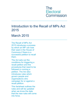 Recall of MPs Act 2015 factsheet