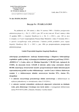 Decyzja Nr: PU.KB.2.AN.2015 - Wojewódzki Inspektorat Inspekcji