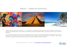 MEKSYK - CENNIK NA SEZON 2015