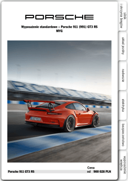 Wyposażenie standardowe – Porsche 911 (991) GT3 RS MYG