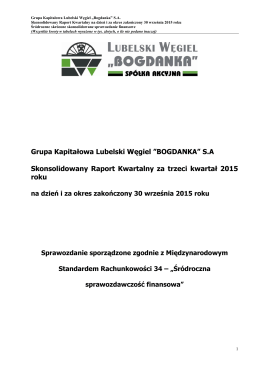 1-3Q 2015 - Lubelski Węgiel Bogdanka