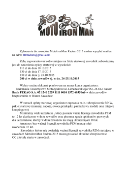 Zgłoszenia do zawodów MotoIronMan Radom 2015 można wysyłać