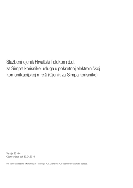 Službeni cjenik Hrvatski Telekom d.d. za Simpa korisnike usluga u