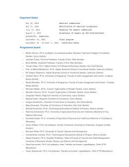 Vazni datumi, Programski i Organizacioni odbor – TEMPUS 2015