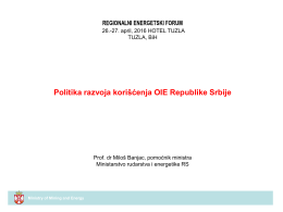 Politika razvoja korišćenja OIE Republike Srbije