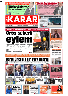 29 Nisan 2016 - Çorum - Kesin Karar Gazetesi