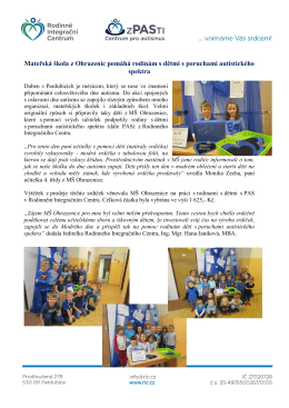 Mateřská škola z Ohrazenic pomáhá rodinám s dětmi s