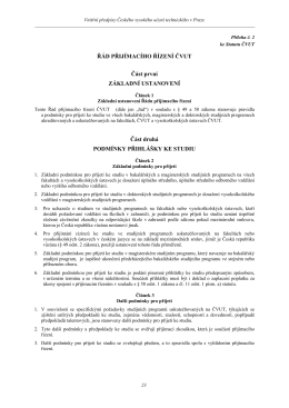 Příloha 2 Statutu: Řád přijímacího řízení ČVUT