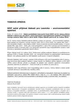 SZIF začal přijímat žádosti pro Lesnicko – environmentální opatření