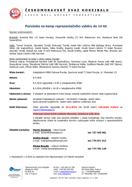 Nominace na kemp U14 - 8. 5. 2016, Ostrava - Poruba