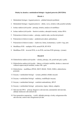 Otázky ke zkoušce z molekulární biologie v hygieně potravin (2013
