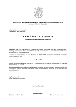 Vyhlášení platnosti obnoveného katastrální operátu v k.ú. Bukovec u