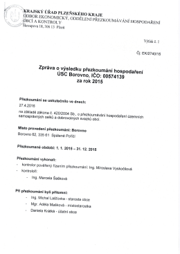 Zpráva o přezkoumání hospodaření obce Borovno