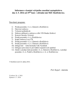 Program zasedání zastupitelstva (4. 5. 2016)