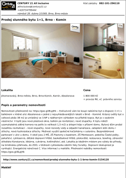 Prodej slunného bytu 1+1, Brno - Komín
