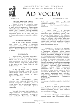 Ad Vocem 2015, nr 13 - Wydział Prawa i Administracji UMK