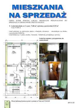 GMINA PUŃSK POSIADA LOKALE MIESZKALNE PRZEZNACZONE