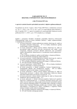 Zarządzenie numer 35 Rektora UZ z dnia 29.04.2015 r. w sprawie