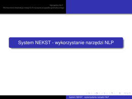 System NEKST - wykorzystanie narzedzi NLP