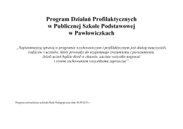 Program Działań Profilaktycznych w Publicznej Szkole Podstawowej