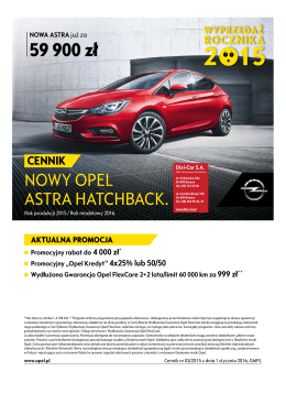 Nowy Opel Astra Hatchback ceny 2015 - Nowy Opel Astra - Dixi-Car
