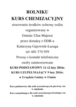 kurs chemizacyjny - Gmina Ulan