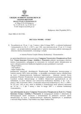 Decyzja Nr RBG-15/2015 - Compensa - Finanse UOKIK