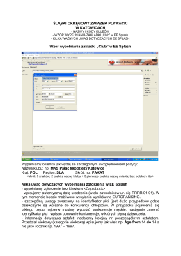 „Club” w EE Splash Wypełniamy okienka jak w