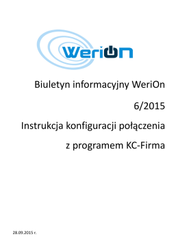 Biuletyn informacyjny WeriOn 6/2015 Instrukcja konfiguracji