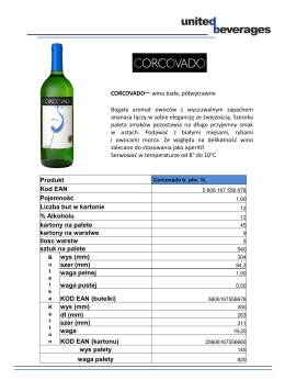 CORCOVADO– wino białe, półwytrawne Bogaty