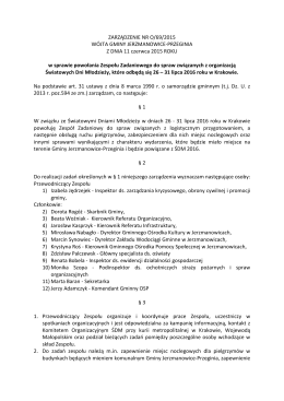 Zarządzenie - ŚDM 2016 - Gmina Jerzmanowice