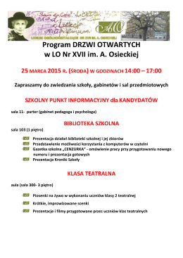 Program "Drzwi Otwartych" 25.03.2015
