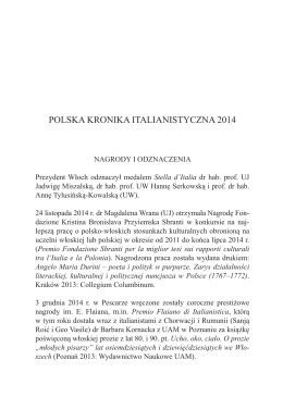 POLSkA kRONIkA ItALIANIStyCzNA 2014