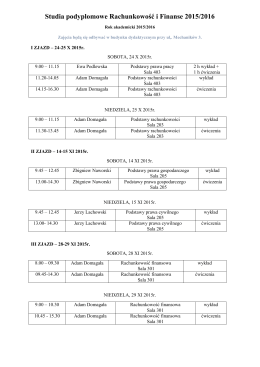 Plan zajęć semestr zimowy 2015/2016