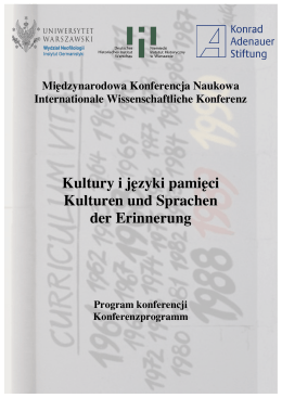 Kultury i języki pamięci Kulturen und Sprachen der Erinnerung