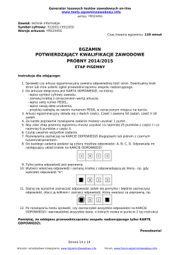 egzamin potwierdzający kwalifikacje zawodowe próbny 2014/2015