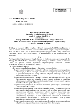 Decyzja 12.2015 zmiana Regulaminu Organ. UC Kraków