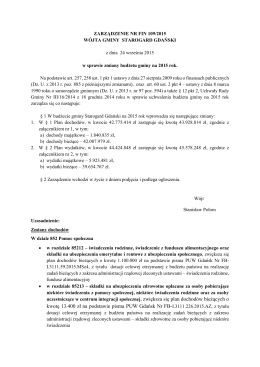 Zarządzenie Nr FIN 109/2015 Wójta Gminy Starogard Gdański z