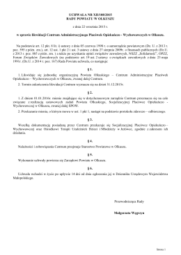Uchwała nr XII/108/2015 Rady Powiatu w Olkuszu z dnia 22.09