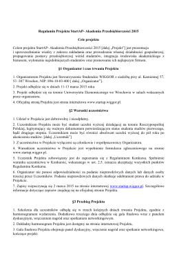 Regulamin projektu - StartAP - Stowarzyszenie Studenckie WIGGOR